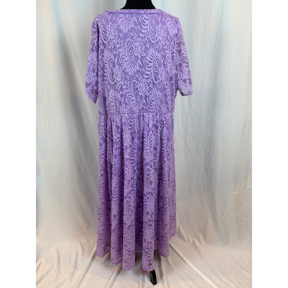 Torrid Lavender Purple Floral Lace Short Sleeve Empire Waist Maxi Dress Size 4 - Picture 8 of 13